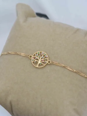 zlatna narukvica drvo zivota od belog ili žutog zlata, simbol duhovne snage i rasta, dostupna u više debljina